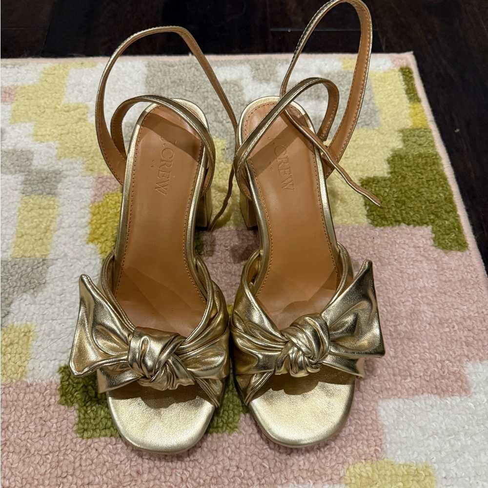 J. Crew Gold Bow Heel